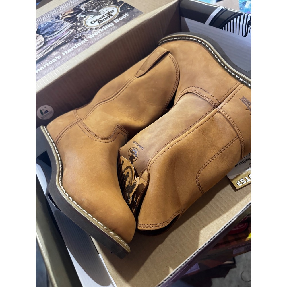 Georgia Boot Farm & Ranch G5814 Mens 8.5 E Wide SPR Leather Work Boots Tan
